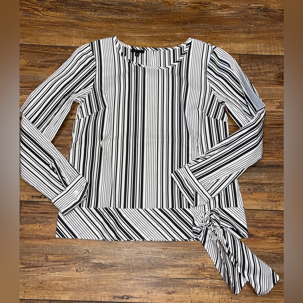 Black and white stripped Talbots blouse